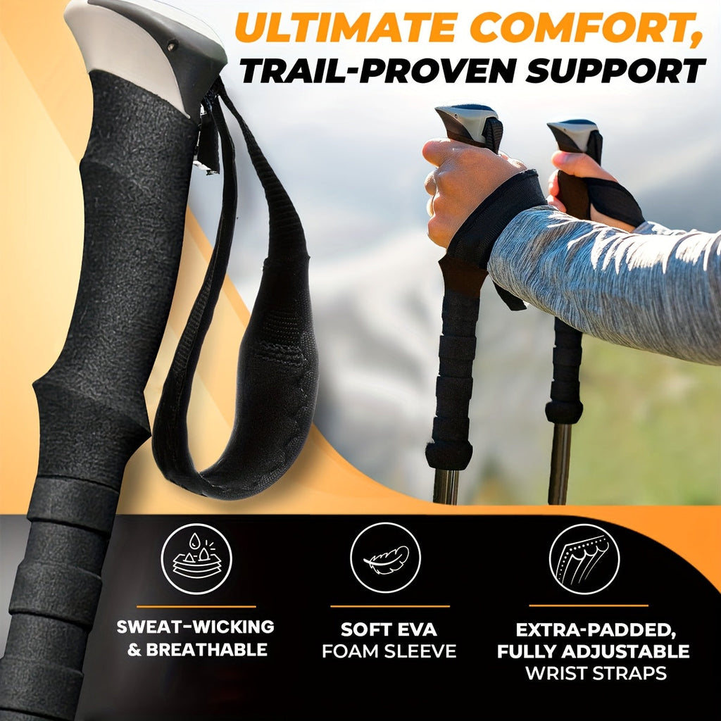 Trekking Poles 2 Pack Aluminum Alloy Lightweight Collapsible Telescopic Hiking Sticks with Quick Lock for Men Women Hiking Camping Backpacking Trail Walking
