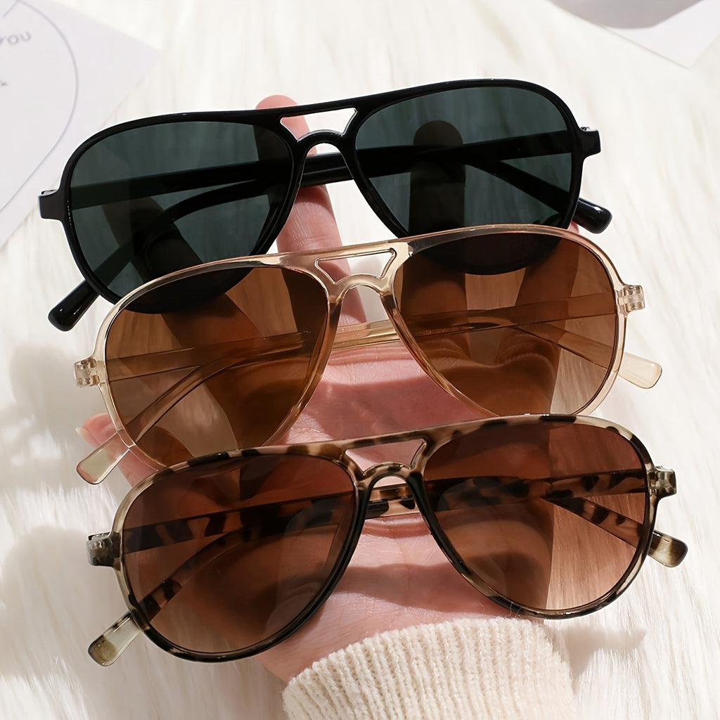 Women's Double Bridge Fashion Glasses 3-Pack – Tortoiseshell Minimalist Clear Lens Casual Everyday Eyewear Set Gift
