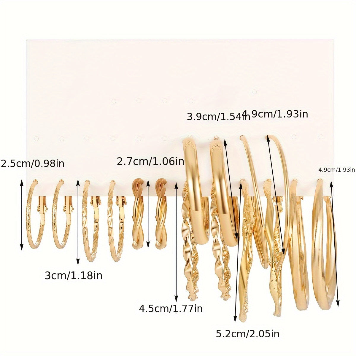 16-Piece Twisted Hoop Earrings Set Women – Wide Face Gold Tone Minimalist Jewelry Daily Wear Party Vacation Dating Gift