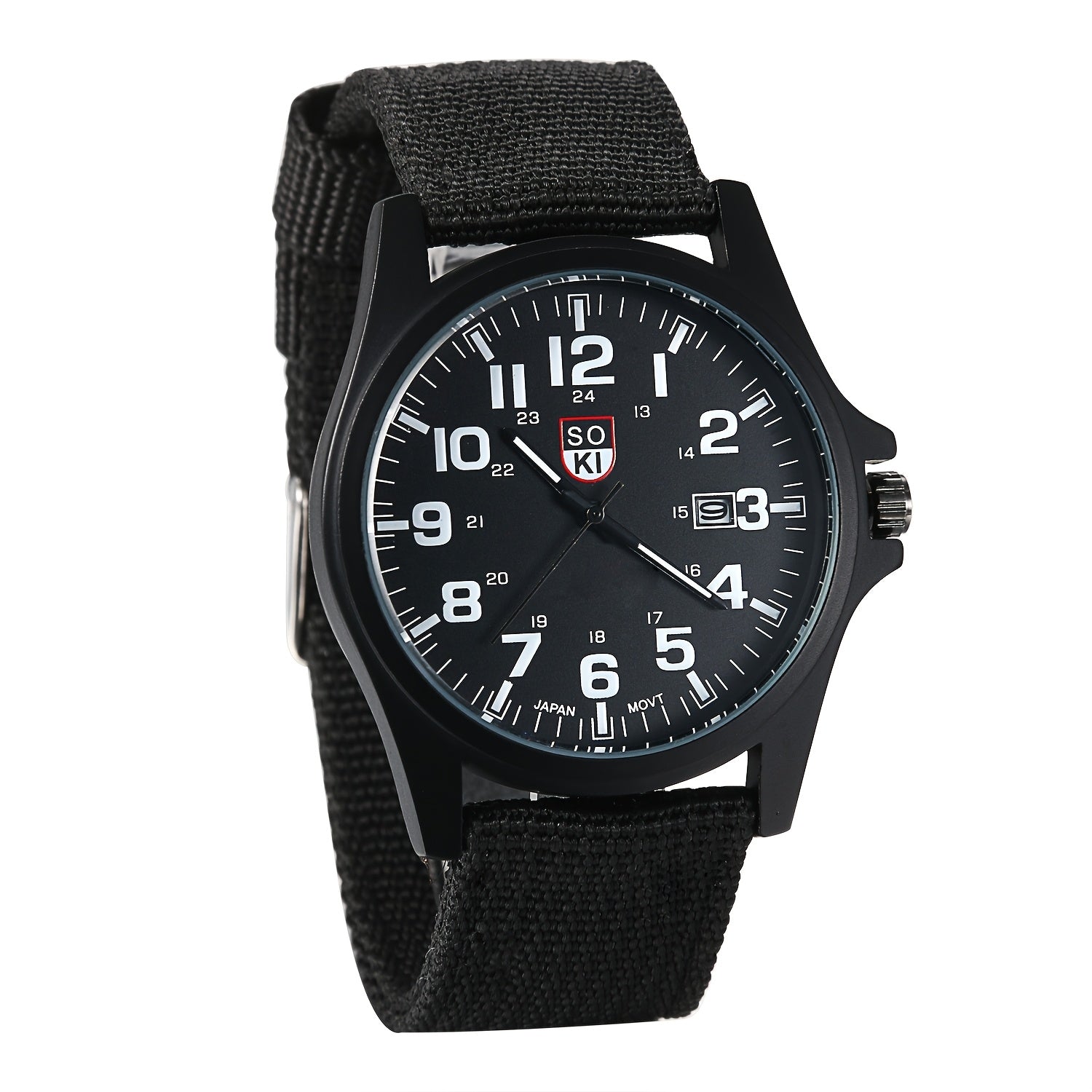 Men's Minimalist Nylon Strap Quartz Watch - Casual Analog Wristwatch with Luminous Dial, 24-Hour Calendar & Stainless Steel Case, Everyday Sport Field Watch for Men, Great Gift