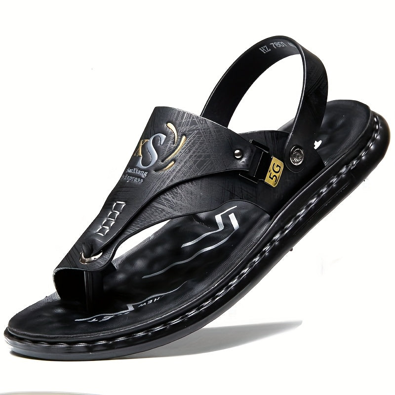 Arch Support Slip-On Men's Hiking Sandals Open Toe – Lightweight All-Season Sports Beach Walking Outdoor Shoes, Black Grey Brown, Wide Sizes US 7–13.5