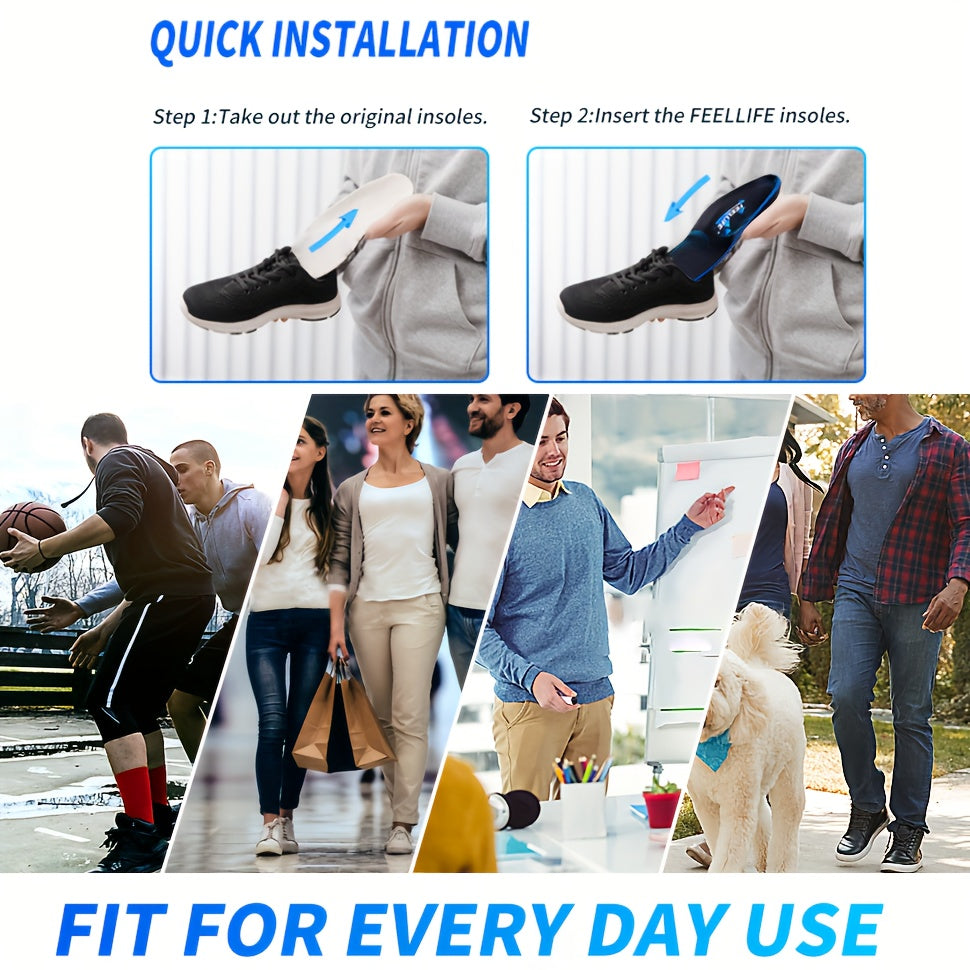 Heavy Duty Arch Support Insoles 300+ LBS for Men & Women – TPU Gel Shock Absorbing Shoe Inserts for Flat Feet, Work Boots, Running, Hiking & Standing All Day – Trimmable, 12-Month Guarantee