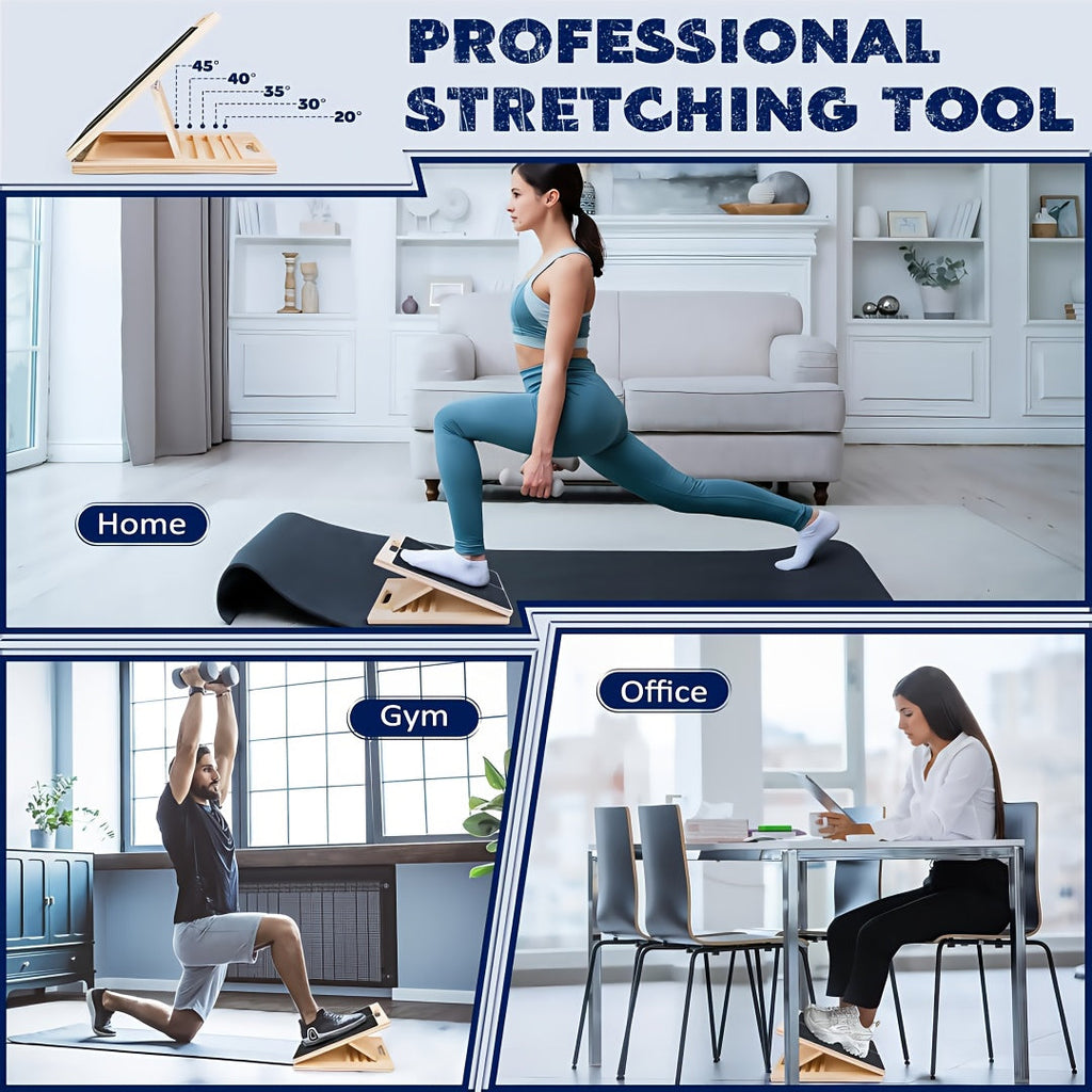 Adjustable Wooden Slant Board for Calf Stretching – Non-Slip Incline Wedge Stretcher for Squats Ankle Foot Mobility Heel Stretch Physical Therapy Balance