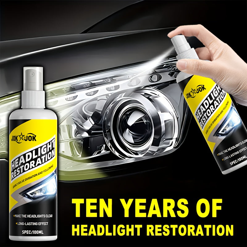 Headlight Restoration Kit with Advanced Ceramic Coating – Removes Yellow Haze Fog & UV Damage, Restores Clarity & Shine for All Vehicle Headlights, Long-Term Weather Protection