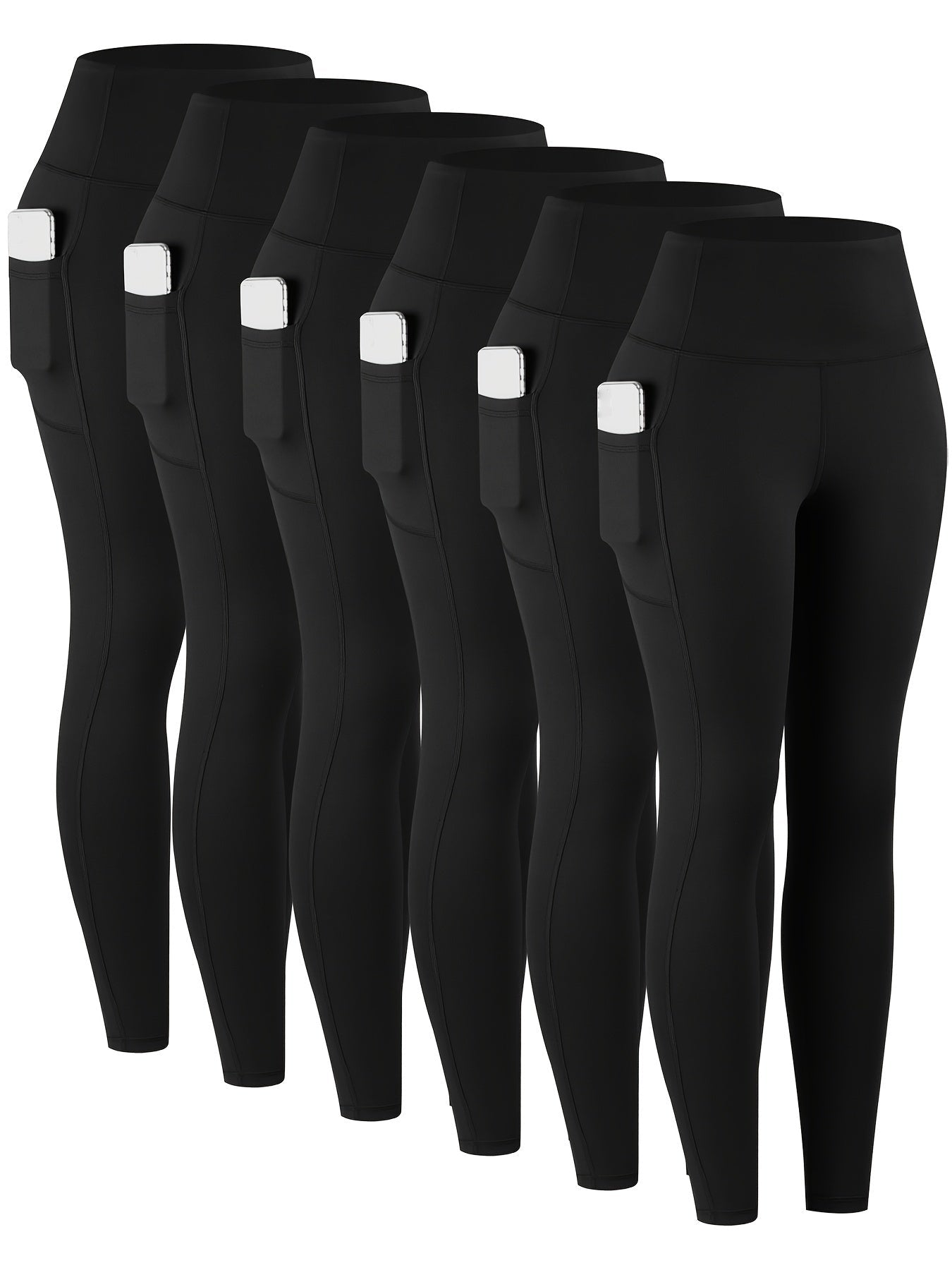 High Waist Leggings with Pockets Women 6 Pack Buttery Soft Tummy Control Yoga Pants Multicolor Sets S-XXL
