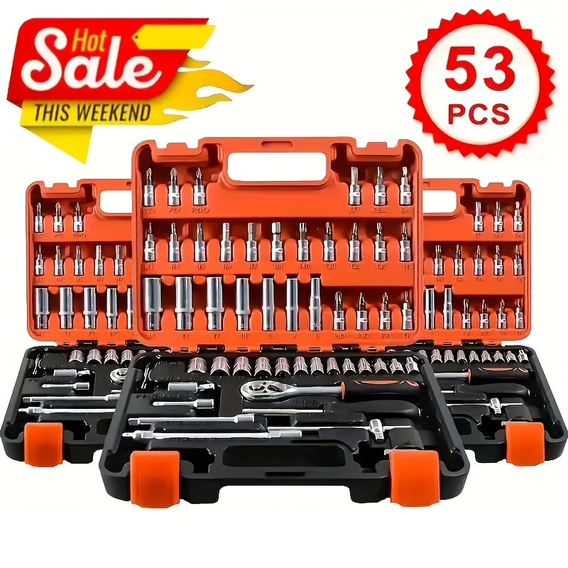 Impact Socket Set 3/8 Drive CR-V Steel Ratchet Kit – 50 to 999 Piece SAE & Metric Sockets with Ratchet Handle & Adapter for Auto Repair, DIY & Professional Mechanics