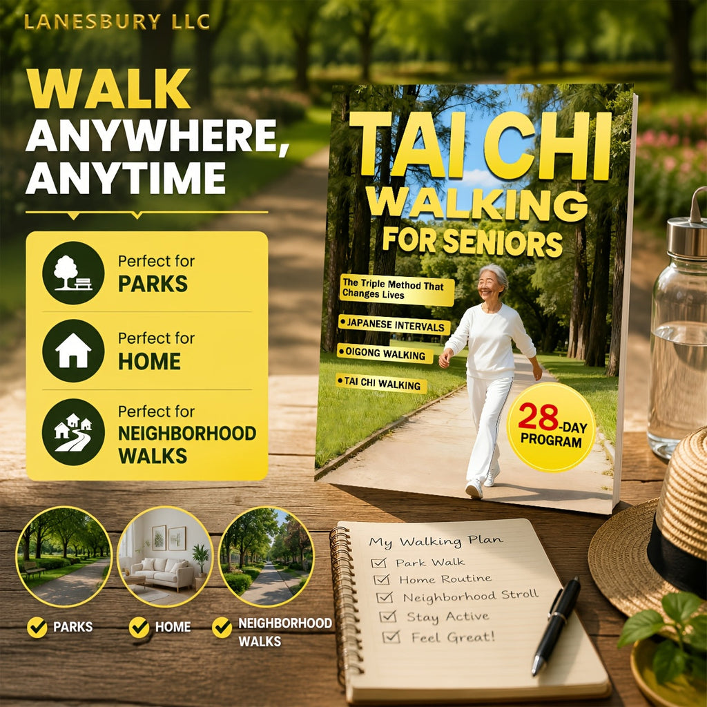 Tai Chi Walking for Seniors Book – 28-Day Triple Method for Gentle Weight Loss with Japanese Interval Walking & Qigong, Low-Impact Fitness Guide for Older Adults