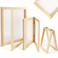 Wooden Papermaking Kit 3 Piece DIY Handmade Paper Frame Mold Set with Elastic Net & Metallic Hinges – 3 Sizes for Cards, Journals, Gift Tags, Stationery & Bookmarks | Arts & Crafts Kit for Adults Kids