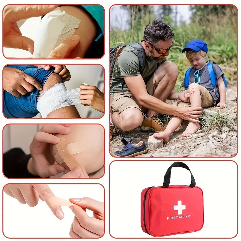 22-Piece Portable First Aid Kit for Car Travel Camping Hiking Compact Emergency Medical Rescue Kit with Bandages Gauze Antiseptic Wipes for Home Office Outdoor Adventures Lightweight Zip Bag