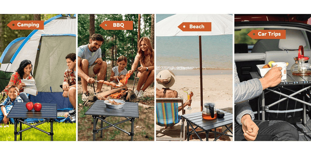 Portable Folding Camping Table Lightweight Collapsible Outdoor Table with Carry Bag Sturdy Legs Large Flat Surface for Picnic BBQ Beach Hiking Tailgating Compact Durable Design Size L and XL