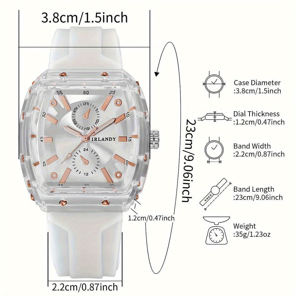 5-Pack Men's Quartz Watches – Casual Sport Minimalist Alloy Case Silicone Strap Barrel Dial Wristwatch Set Daily Wear Father's Day Birthday Holiday Gift