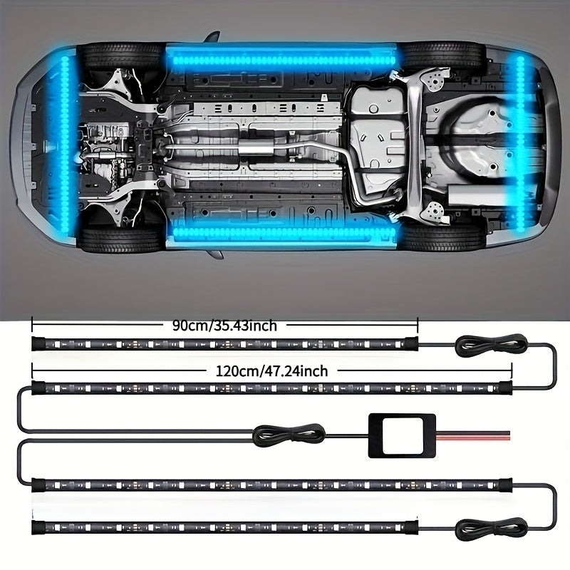 Car LED Underglow Atmosphere Light Kit App Wireless Control - Multiple Scene Modes 2 Strips 23.62 x 35.43 Inch Interior Exterior Decorative RGB Lighting for Cars Trucks SUVs
