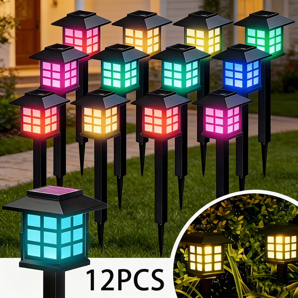 Solar Outdoor Lights LED Garden Path Lights IP44 Waterproof Landscape Lighting for Sidewalk Driveway Lawn Yard Courtyard Warm White Multicolor Pack of 6 12 or 24 Christmas Holiday Decor No Wiring