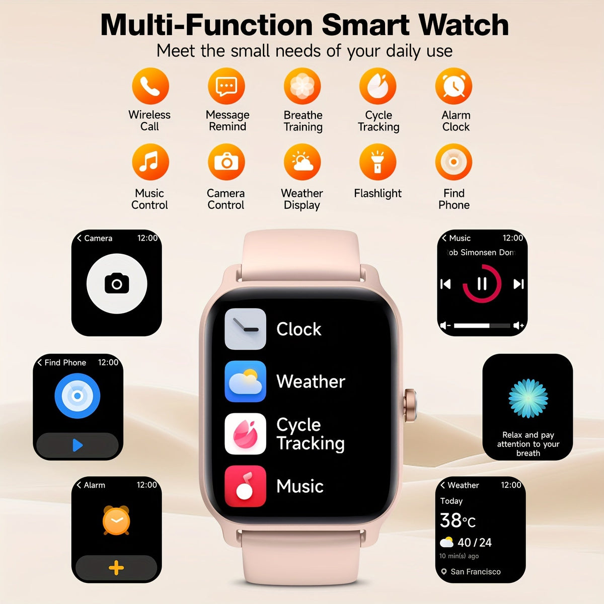 FAWEIO Smart Watch with Alexa & Wireless Calling – 1.8" HD Touchscreen Fitness Tracker, 100+ Sports Modes, Heart Rate SpO2 Sleep Monitor, Compatible with iPhone & Android for Women & Men
