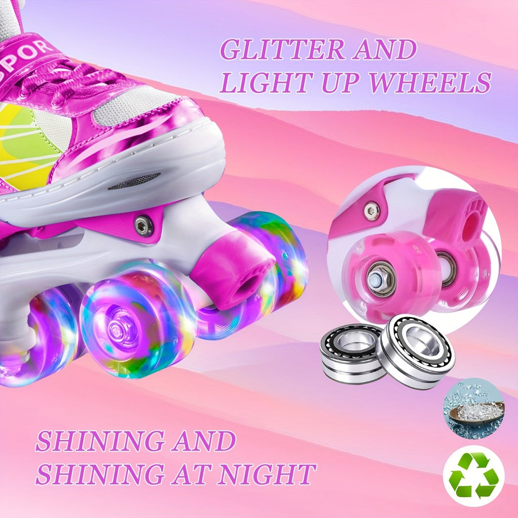 Adjustable Kids Roller Skates with Light-Up Wheels – Fun LED Rollerskates for Boys & Girls Ages 4–12, Youth & Toddler Sizes S/M/L, 9 Colors