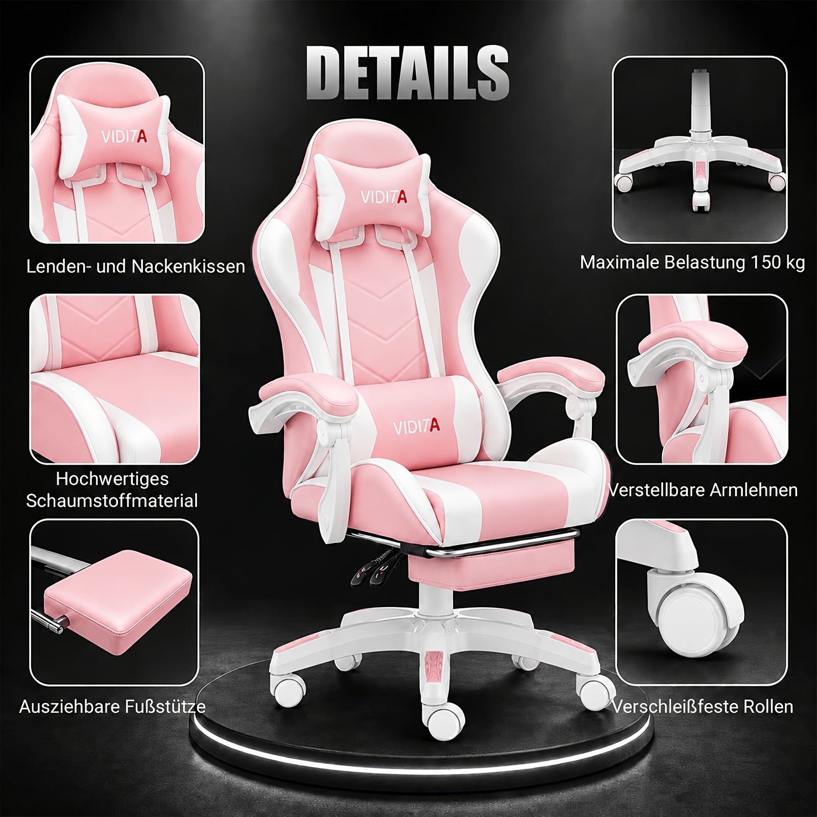 Ergonomic Gaming Chair Racing Style High Back Lumbar Support Five-Wheel Swivel Velvet PU Leather Adjustable Recliner Office Chair Adults Teens Multi-Color