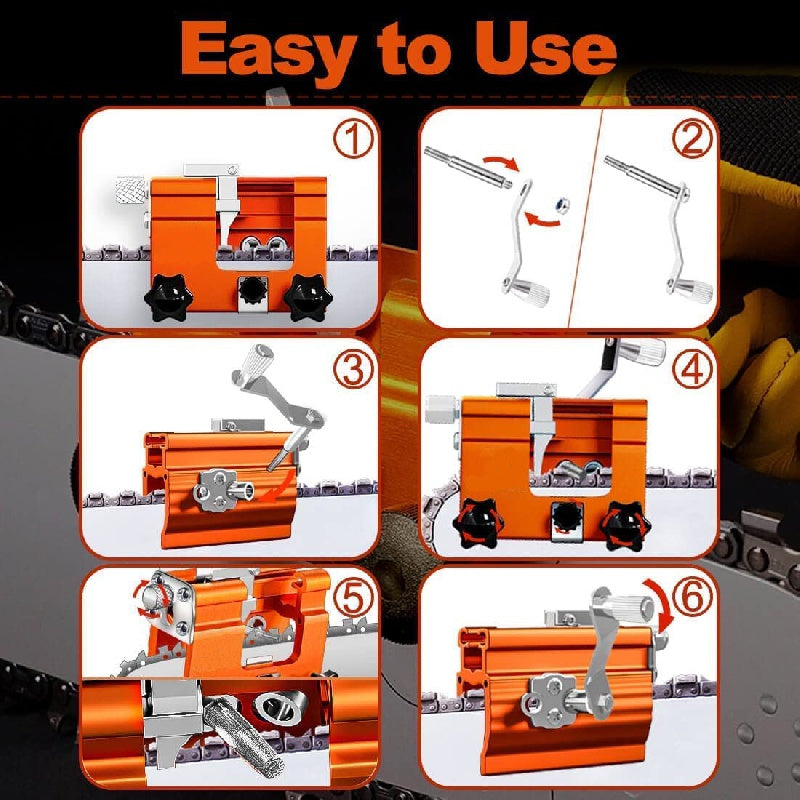 Portable Hand-Cranked Chainsaw Sharpener Jig Kit with Carbide Burrs – DIY Chain Saw Sharpening Tool for All Chainsaw Chains, 1/3/5/10Pcs Burr Set, Blue or Yellow, Beginner to Pro