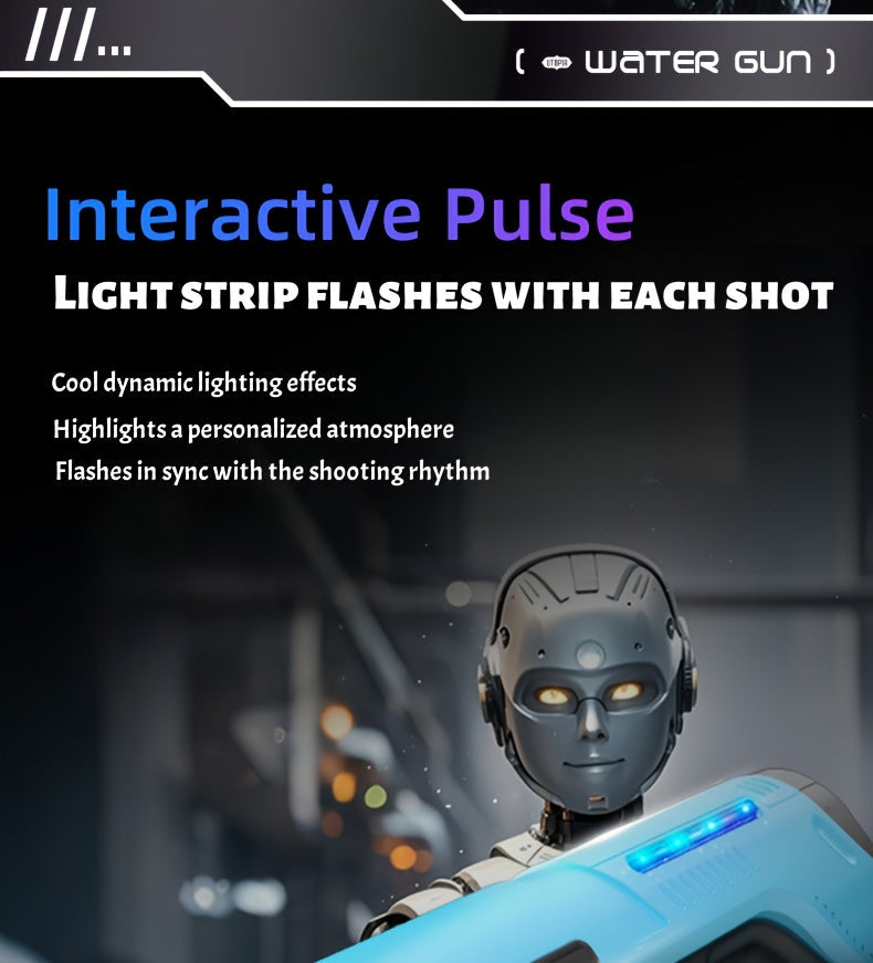 Electric Water Gun with LED Pulse Light & Auto-Fill – 40ft Long Range Rapid-Fire Squirt Gun, USB Rechargeable 240-Shot Tank, Water Blaster for Kids & Adults Pool Beach Backyard