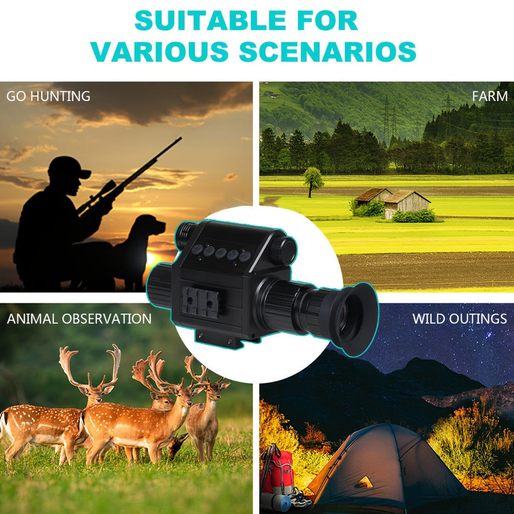 Digital Night Vision Riflescope with Built-In Reticle – 5X Zoom Infrared Hunting Scope, HD 1080P Video Recording, 32GB TF Card & 2600mAh Battery for Hunting Camping Wildlife Observation Night Adventure