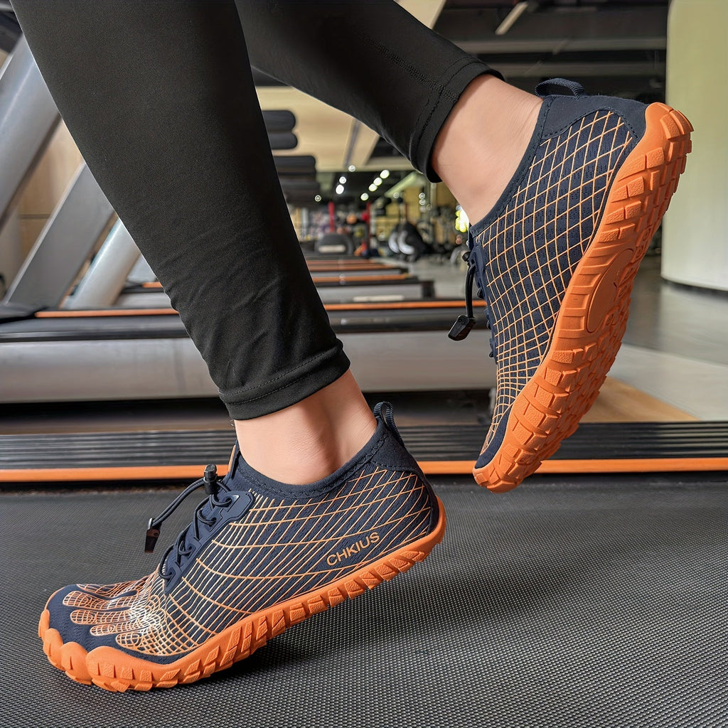 Sporty Striped Unisex Lace-Up Water Shoes – Quick-Dry Non-Slip Rubber Sole Aqua Shoes for Beach Swimming Diving Hiking Yoga Indoor Fitness, 4 Colors, Wide Sizes US 4.5–14