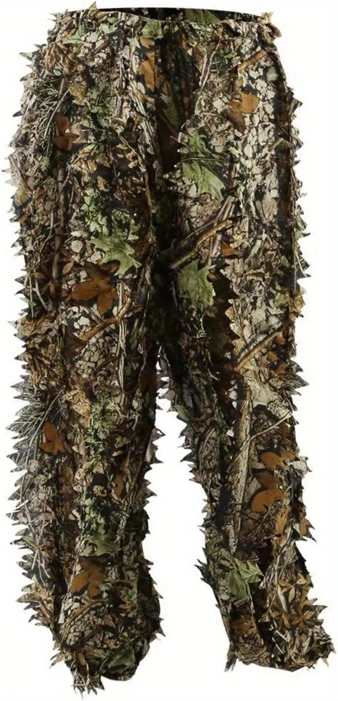 Men's Ghillie Suit 3D Leaf Camo Lightweight Hooded Jacket & Pants Set – Breathable 3D Camouflage Hunting Clothes for Deer Turkey Bow Hunting & Wildlife Photography, 0.95 lb Full Body Concealment Suit
