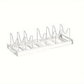 Adjustable Pot and Pan Organizer Rack for Kitchen Cabinet Expandable Pots Pans Lid Holder with Dividers Space Saving Storage White Gray