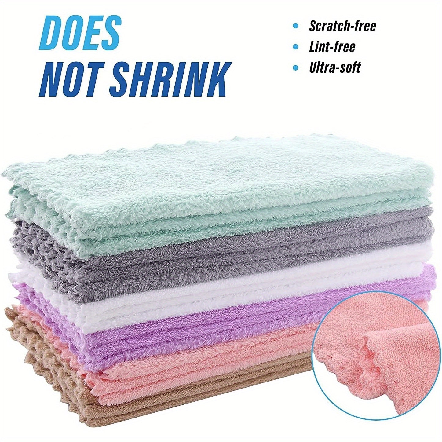 40-Pack Cleaning Cloths – Soft Absorbent Household Rags 9.4x9.4", Multi-Purpose Square Towels for Kitchen Bathroom Car Cleaning, Random Colors, Year-Round Use, Great Gift for Mom