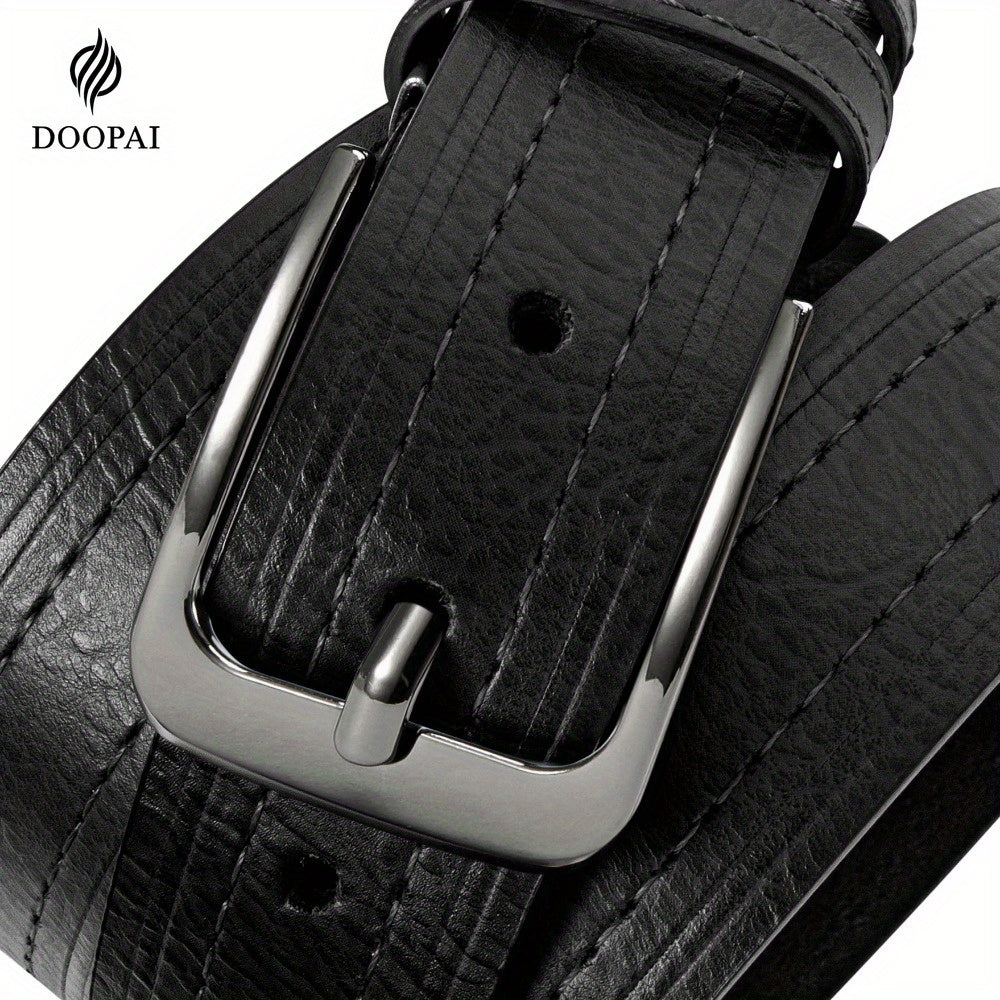 Genuine Cowhide Leather Belt for Men 2 Pack with Gift Box – Adjustable Pin Buckle Classic Vintage Jeans Belt Sizes 30–52 Inch, Perfect Father's Day Birthday Christmas Gift for Him