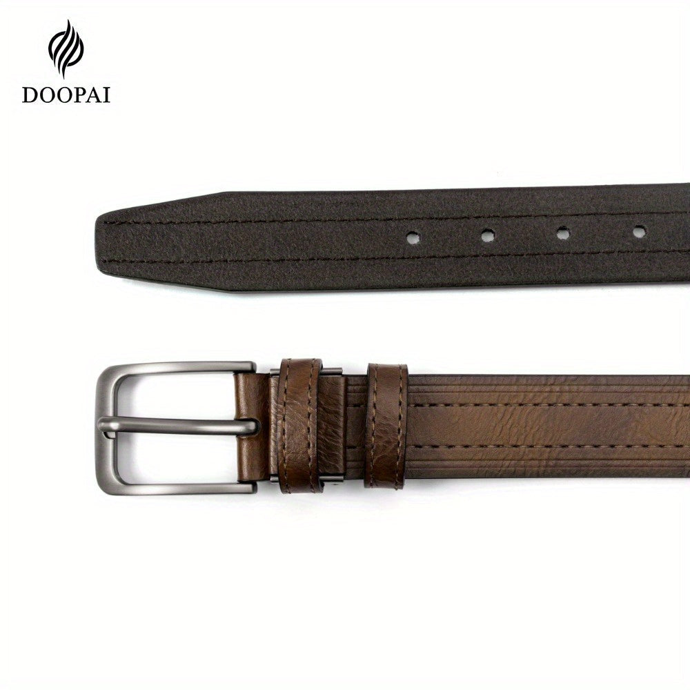 Genuine Cowhide Leather Belt for Men 2 Pack with Gift Box – Adjustable Pin Buckle Classic Vintage Jeans Belt Sizes 30–52 Inch, Perfect Father's Day Birthday Christmas Gift for Him