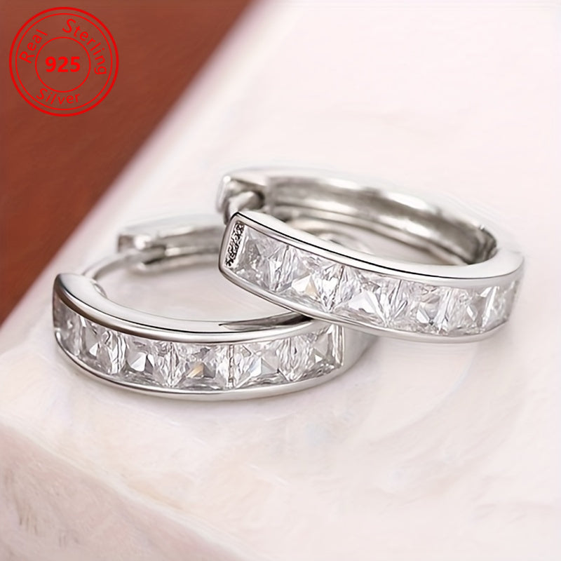 S925 Sterling Silver Zirconia Earrings for Women - Minimalist Hypoallergenic Shiny CZ Stud Earrings Lightweight Daily Wear, Perfect Gift for Women Birthday Valentine's Anniversary Date Night