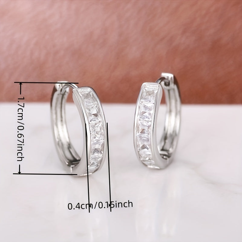 S925 Sterling Silver Zirconia Earrings for Women - Minimalist Hypoallergenic Shiny CZ Stud Earrings Lightweight Daily Wear, Perfect Gift for Women Birthday Valentine's Anniversary Date Night