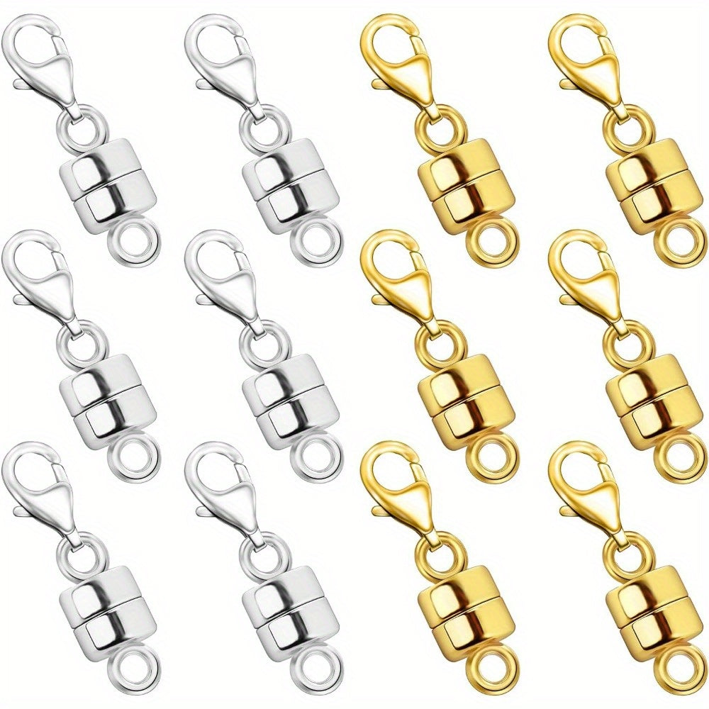 Magnetic Necklace Clasp Set 18 Pieces Gold and Silver – Magnetic Jewelry Clasp Converter with Lobster Clasps for Bracelets Necklaces Chains – Easy One-Hand Arthritis-Friendly Jewelry Fastener Gift