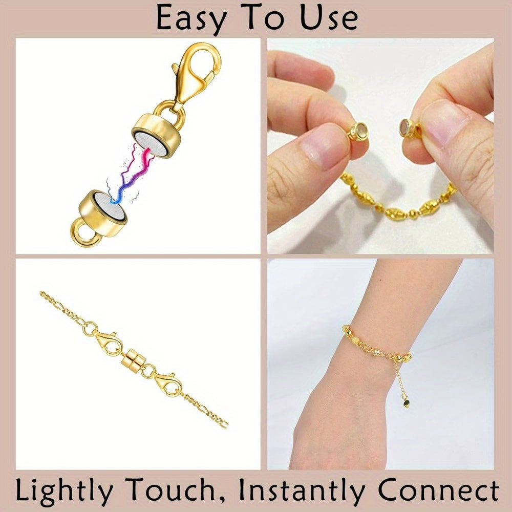Magnetic Necklace Clasp Set 18 Pieces Gold and Silver – Magnetic Jewelry Clasp Converter with Lobster Clasps for Bracelets Necklaces Chains – Easy One-Hand Arthritis-Friendly Jewelry Fastener Gift
