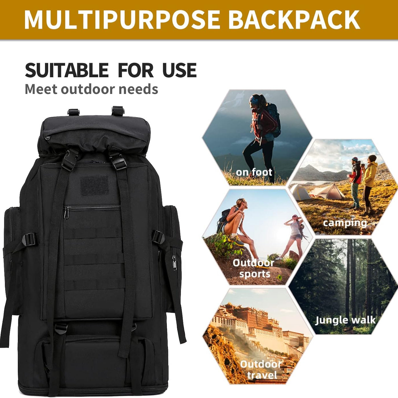 Expandable Hiking Backpack 26-42L for Men & Women – Lightweight Camping Mountaineering Daypack with Multi-Compartment Outdoor Travel Pack