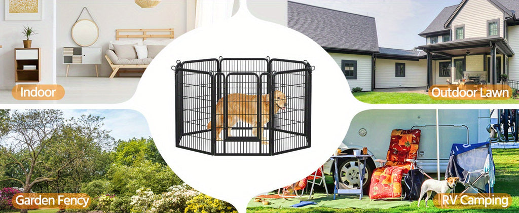 Portable Dog Playpen 8/16 Panels Heavy Duty Pet Exercise Pen for Large Medium Small Dogs Indoor Outdoor Use RV Camping Garden Yard Puppy Rabbit Animal Pen