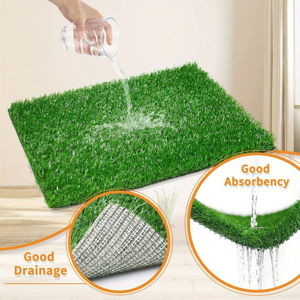 2-Pack Washable Dog Potty Training Mat Reusable Artificial Grass Pad Odor Control for Puppies Adult Dogs Indoor Outdoor Balcony Patio Housebreaking Travel Pet Waste Solution
