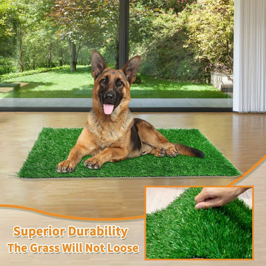2-Pack Washable Dog Potty Training Mat Reusable Artificial Grass Pad Odor Control for Puppies Adult Dogs Indoor Outdoor Balcony Patio Housebreaking Travel Pet Waste Solution