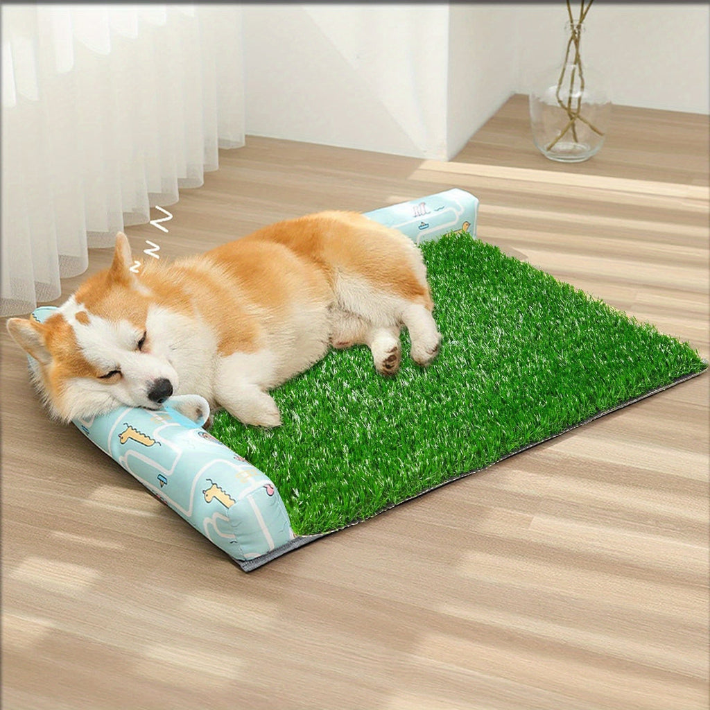 2-Pack Washable Dog Potty Training Mat Reusable Artificial Grass Pad Odor Control for Puppies Adult Dogs Indoor Outdoor Balcony Patio Housebreaking Travel Pet Waste Solution