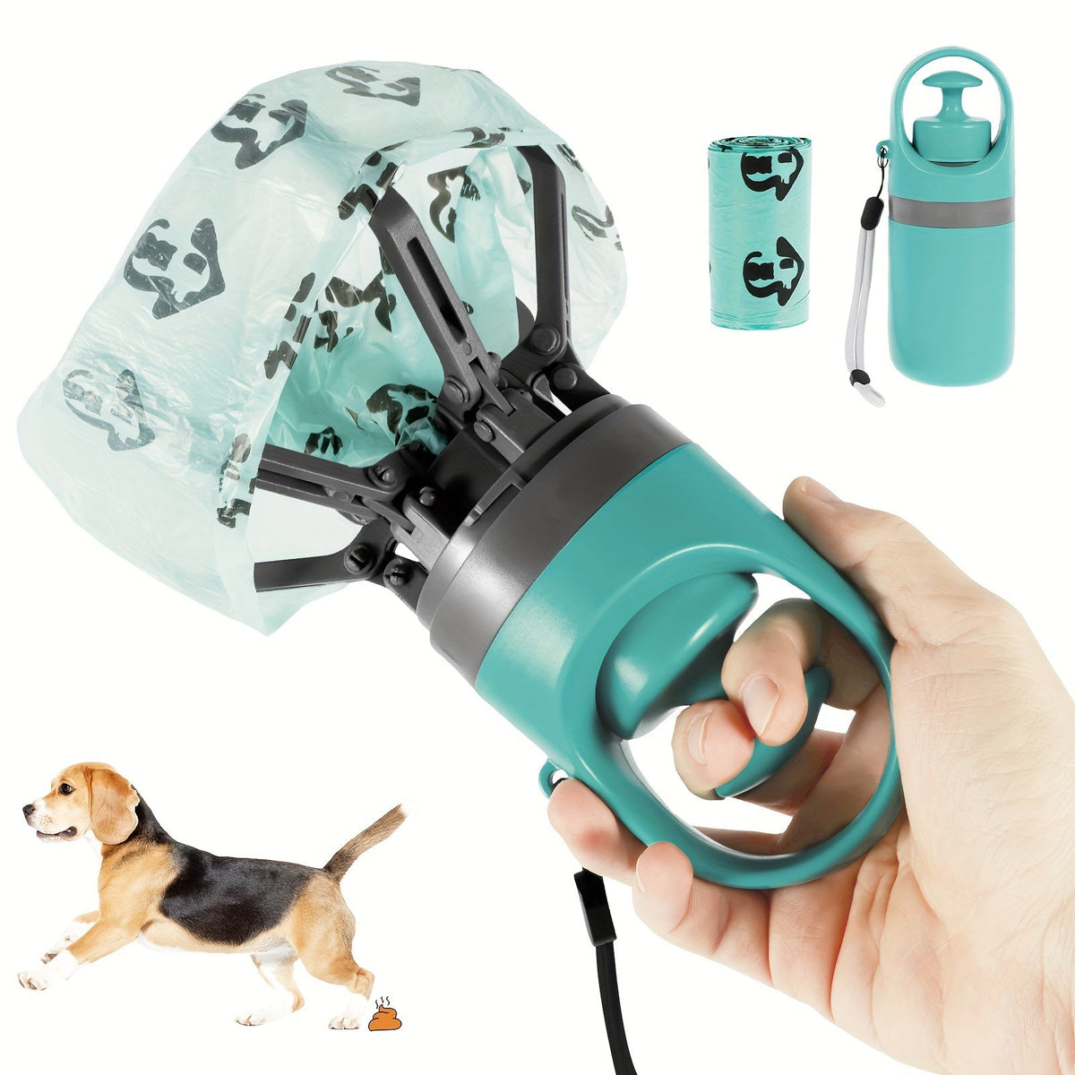 Dog Poop Scooper with Drawstring Bag – Portable EVA Pet Waste Picker, Scoop & Dispense, Lightweight Sanitary Outdoor Pooper Scooper for Dogs, No Battery, Easy Carry