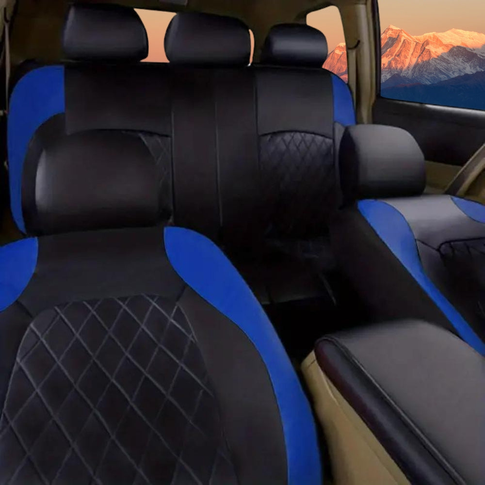 Quilted PU Leather Car Seat Covers Waterproof Sponge Padded All-Season Universal Fit Cars SUVs Trucks Gray Black Red Blue Single or 12-Piece Full Set Interior Protection | Nova Mart