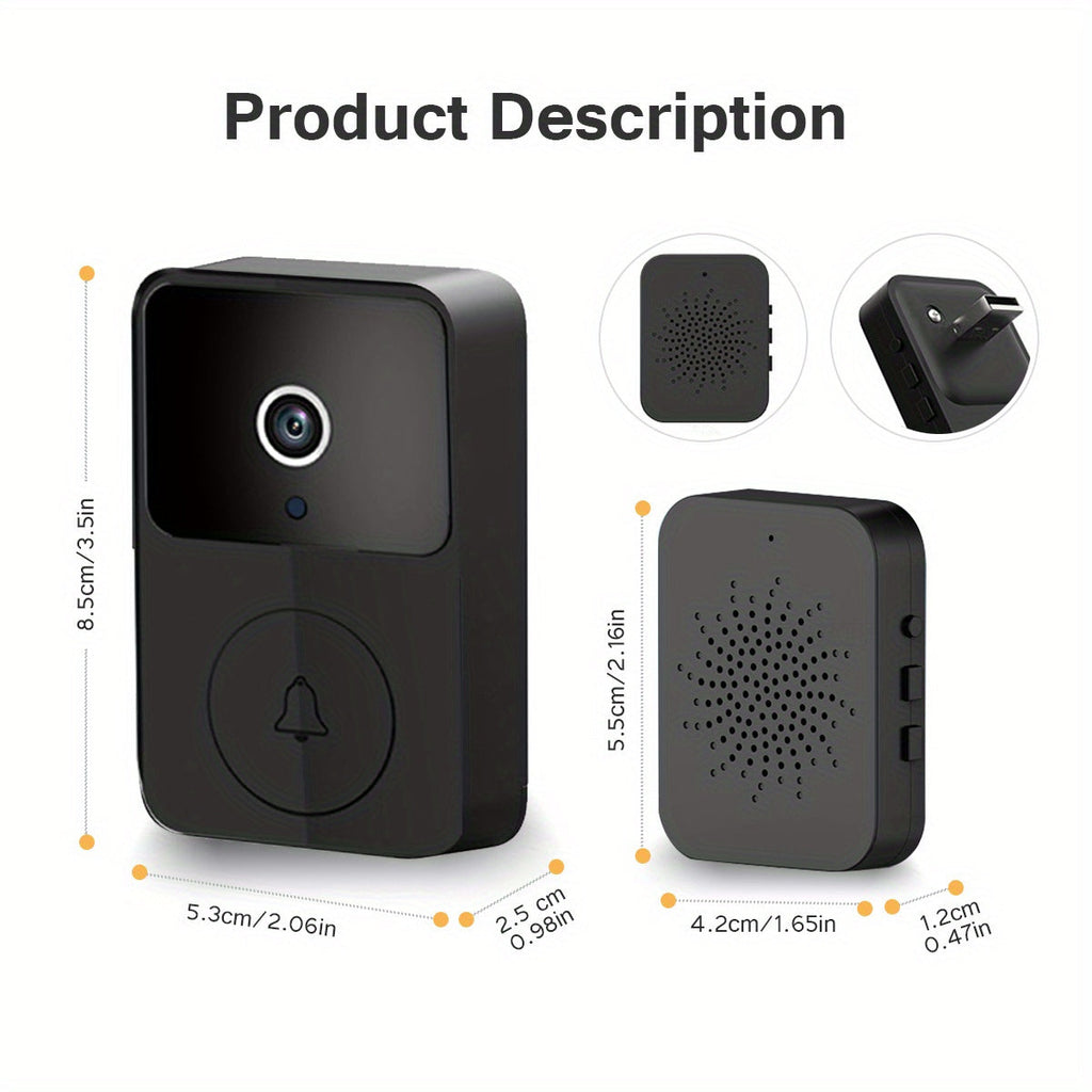 Wireless Video Doorbell Camera with HD Night Vision, Motion Alerts & Two-Way Audio – Smart WiFi Doorbell with Remote Mobile View, Voice Changer, Photo Capture & Rechargeable Battery for Home Security