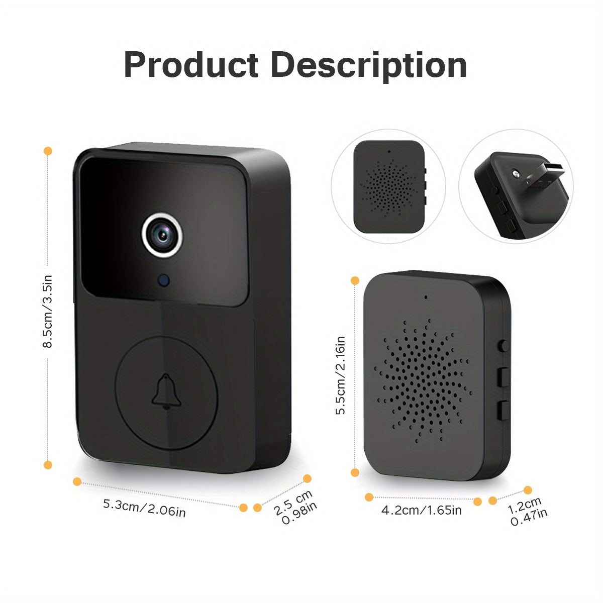 Wireless Video Doorbell Camera with HD Night Vision, Motion Alerts & Two-Way Audio – Smart WiFi Doorbell with Remote Mobile View, Voice Changer, Photo Capture & Rechargeable Battery for Home Security