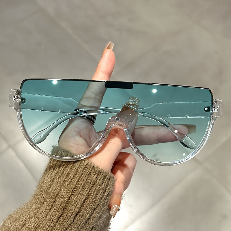 Oversized Semi-Circular Sunglasses for Men & Women – UV Protection, Glare-Resistant Lenses, 5 Colors – Trendy Unisex Shades for Travel, Beach & Daily Wear