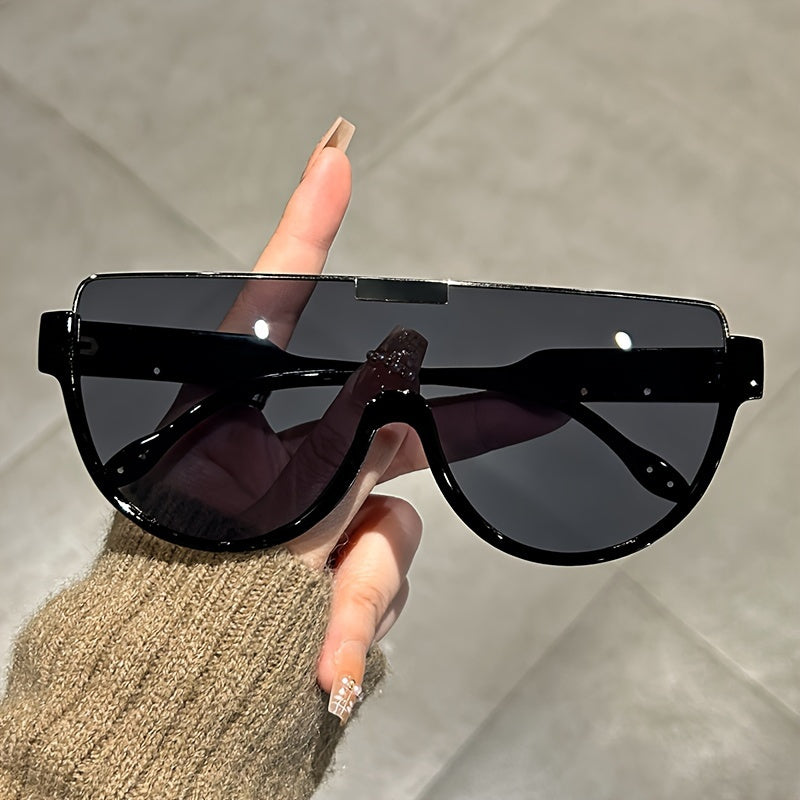 Oversized Semi-Circular Sunglasses for Men & Women – UV Protection, Glare-Resistant Lenses, 5 Colors – Trendy Unisex Shades for Travel, Beach & Daily Wear