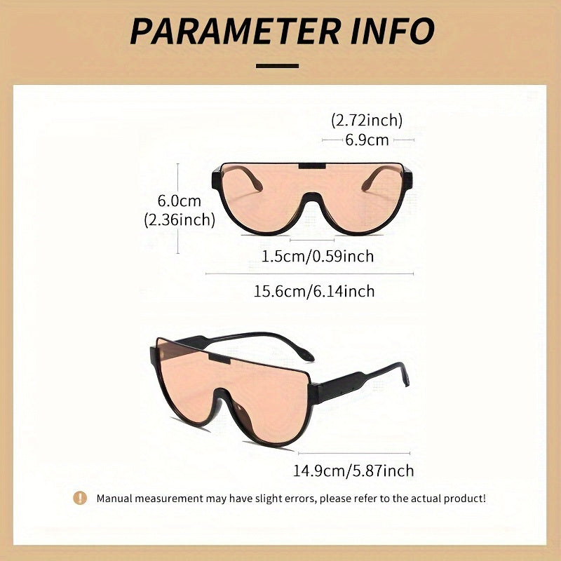 Oversized Semi-Circular Sunglasses Unisex – Anti-Glare UV Protection Large Oval Frame Lightweight Durable Hiking Beach Outdoor Trendy Eyewear Men Women