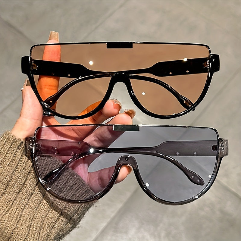 Oversized Semi-Circular Sunglasses Unisex – Anti-Glare UV Protection Large Oval Frame Lightweight Durable Hiking Beach Outdoor Trendy Eyewear Men Women