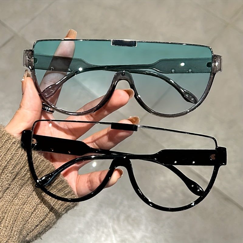 Oversized Semi-Circular Sunglasses for Men & Women – UV Protection, Glare-Resistant Lenses, 5 Colors – Trendy Unisex Shades for Travel, Beach & Daily Wear