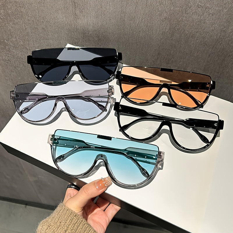 Oversized Semi-Circular Sunglasses Unisex – Anti-Glare UV Protection Large Oval Frame Lightweight Durable Hiking Beach Outdoor Trendy Eyewear Men Women
