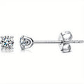 Moissanite Stud Earrings 0.1Ct D Color VVS1 Round Cut 925 Sterling Silver Posts Platinum Plated Minimalist Japanese Korean Style Everyday Wear Gift for Women Girls