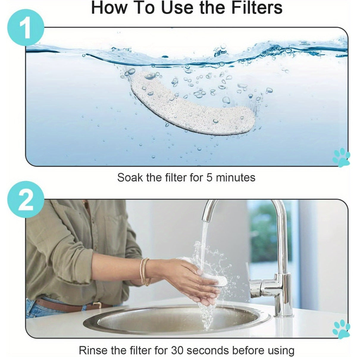 Dog Cat Water Fountain Replacement Filters 4 8 16 20 24 Pack Activated Carbon Multi-Filtration Compatible with NPET DF10 DF30 Automatic Pet Water Dispenser BPA Free Food Grade